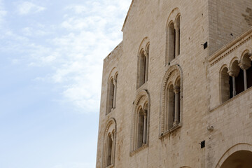 Ancient architecture of the Italian city of Bari, Puglia region. Fragment of Basilica of Saint Nicholas ( San Nicola )