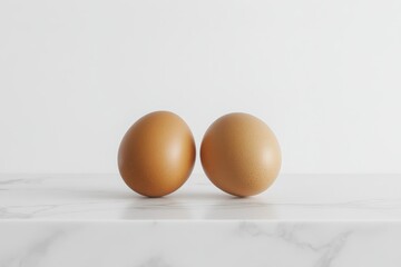 Fresh Brown Eggs on a White Marble Surface