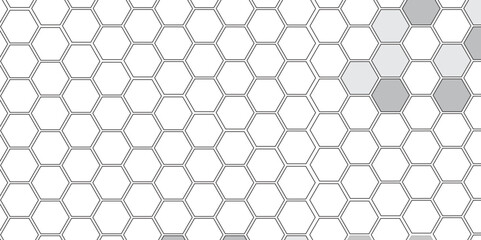 Naklejka premium Vector geometric seamless texture symbol. Hexagon, bees hive cells pattern. Bee honey shapes. Abstract pattern with hexagonal white and gray technology line paper background. Stylish grid texture. 