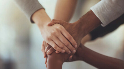 Fototapeta premium Teamwork and Unity in Modern Office Huddle