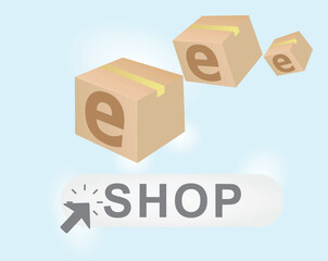 E buy cart concept. vector