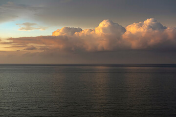 Dramatic sky at sunset in the Colombian Caribbean. 