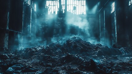 A cinematic still of a massive pile of old, There is a lot of garbage in the old place