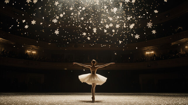 Ballet Dancer Performing The Nutcracker in Holiday Theater Setting