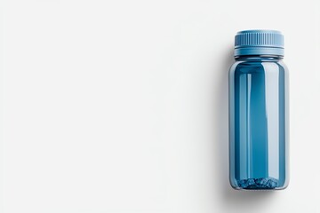 A stylish blue water bottle on a white background, perfect for hydration and outdoor activities. Sleek design for everyday use.