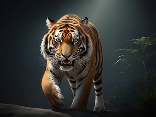 Obraz premium angry wild tiger in dark