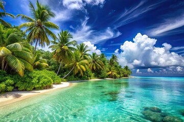 Panoramic view of a tropical paradise island