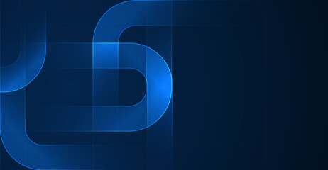 Abstract glowing lines on dark blue background. Futuristic technology concept.