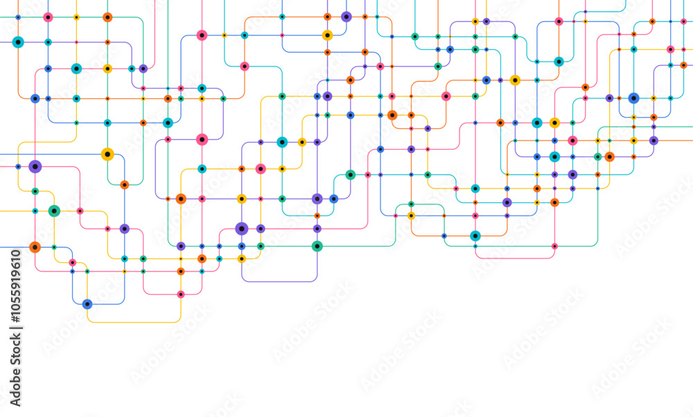 Poster circuit connect lines and dots. network technology and connection concept. decentralized network nod