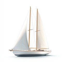 Fototapeta premium A beautiful sailing yacht with white sails and a wooden finish, perfect for nautical themes and travel adventures.