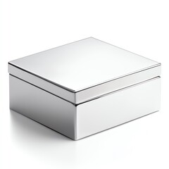 Fototapeta premium Sleek silver box with a modern design, perfect for storage or as a decorative piece for any home or office setting.