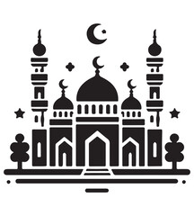Mosque silhouette vector illustrations