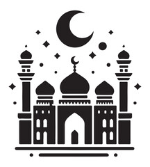 Mosque silhouette vector illustrations
