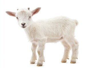 Fototapeta premium Young kid Girgentana goat, sicilian breed, isolated on white