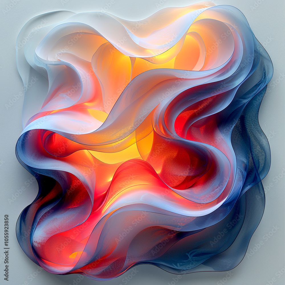 Poster a vibrant display of flowing colors blending softly in an abstract composition