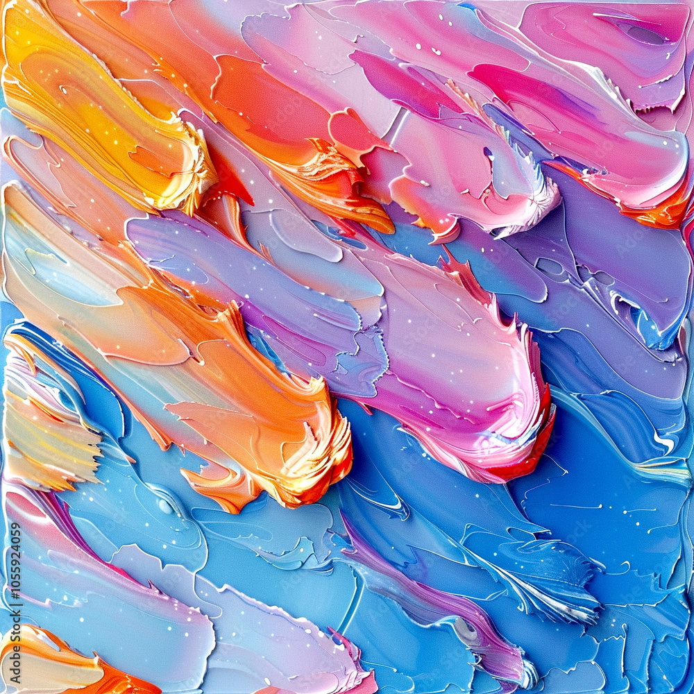 Poster a vibrant swirl of colors blending together in an abstract expression of joy