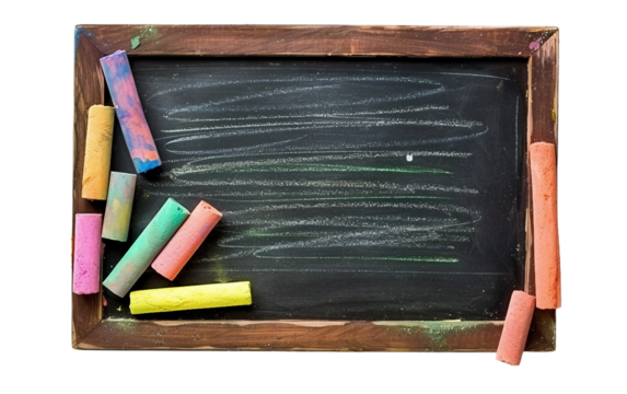 Chalkboard Art with Scattered Colors on white background