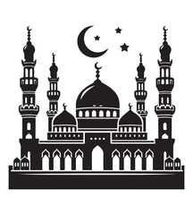 Mosque silhouette vector illustrations