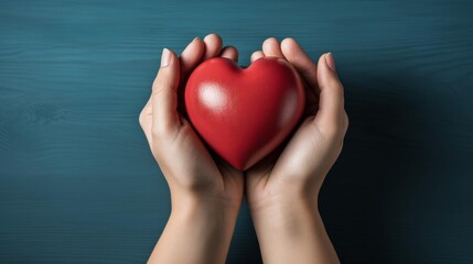Fototapeta premium A person is holding a red heart in their hands