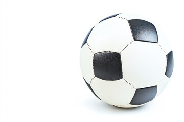 Fototapeta premium A classic black and white soccer ball isolated against a clean background, perfect for sports-themed designs and marketing.