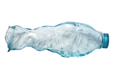 Crushed plastic bottle on transparent background