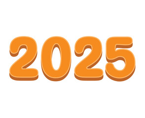 Happy New Year 2025 Orange 3D Design Elegant Abstract Vector Illustration