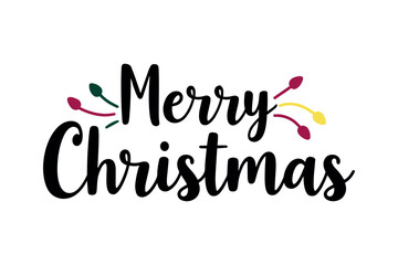 Fototapeta premium Elegant Merry Christmas Typography with Festive Lights - Minimalist Holiday Greeting Design