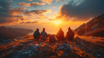 Friends are having fun with fireworks. Young men and women are camping