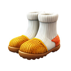 a warm pair of socks 3D icon cozy winter clothing wool knit isolated on white and transparent background