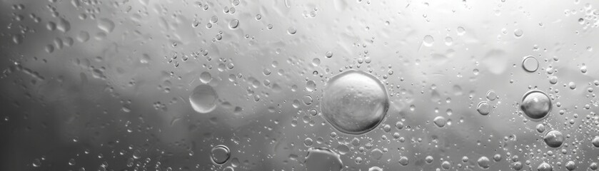 A blurry image of water droplets with a gray background
