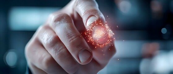 Futuristic biometric security dashboard with encrypted access controls neon glowing interfaces and advanced cybersecurity monitoring systems  Featuring digital displays identification scanners