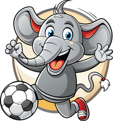 Obraz premium Elephant playing football clipart vector