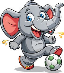 Obraz premium Elephant playing football clipart vector