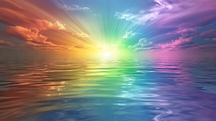 Obraz premium Vibrant sunset reflecting on tranquil ocean waters