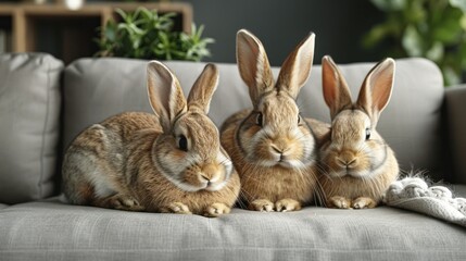 Obraz premium Rabbit Family and Happy Home