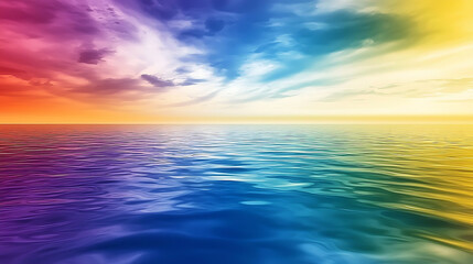 Obraz premium Vibrant sunset over a tranquil ocean landscape