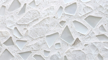 Textured white terrazzo pattern with irregular shapes