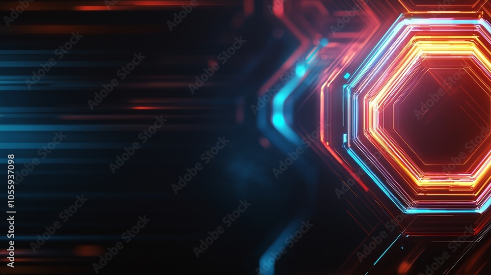 Poster a beauty futuristic abstract background in a high-tech style. shining lines and patterns resembling 