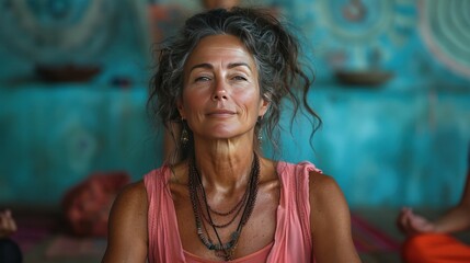 Naklejka premium Woman practicing yoga meditation