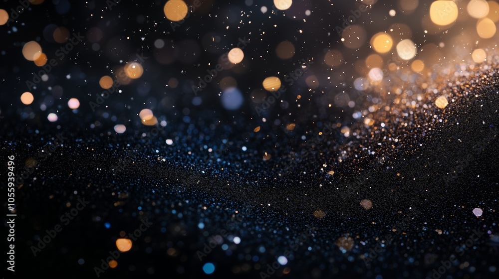 Poster glittering bokeh lights create a mesmerizing background with shimmering colors and textures in a dar