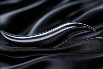 Elegant Black Curved Object on Soft Draped Fabric Creating a Luxurious Atmosphere