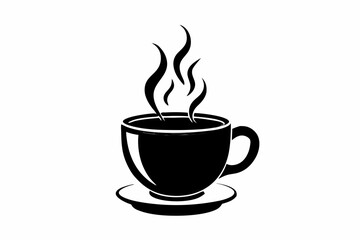 Hot Coffee Cup Silhouette Vector with Steam