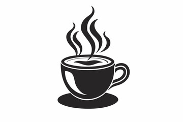 Hot Coffee Cup Silhouette Vector with Steam