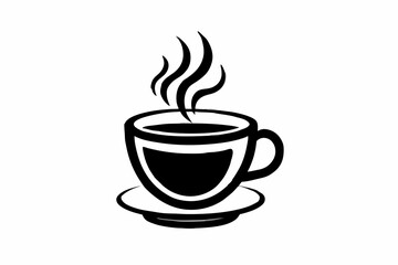 Hot Coffee Cup Silhouette Vector with Steam