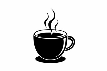 Hot Coffee Cup Silhouette Vector with Steam