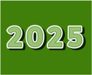 2025 Happy New Year Green 3D Design Elegant Abstract Vector Illustration