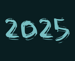 2025 Happy New Year Blue Chalk Scribble Design Elegant Abstract Vector Illustration