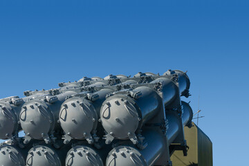 anti-aircraft missile launcher against the sky