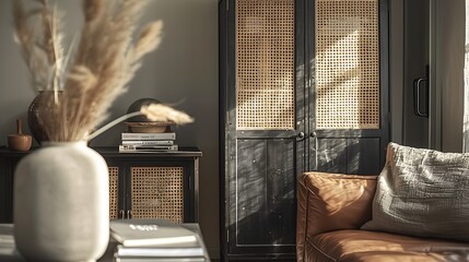 Modern Living Room Design Created by AI - Sleek Minimalist Interior with Cozy Seating, Natural Lighting, and Contemporary Decor Elements