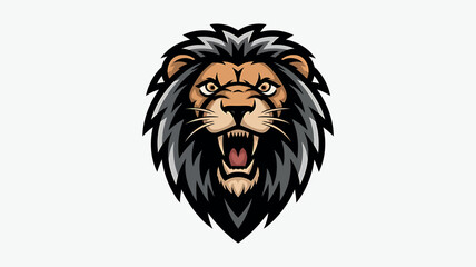Fierce Lion Head Logo with Bold Expression and Black Mane 